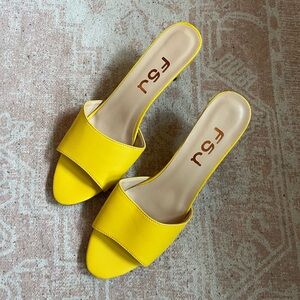 FSJ Yellow Peep Toe Stilettos